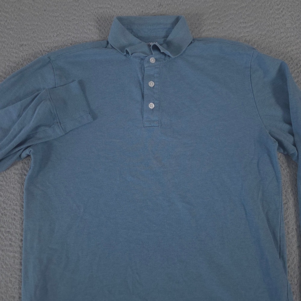 Bonobos Polo‎ Shirt Mens XS Blue Stretch Pique Long Sleeve Cotton Blend Casual